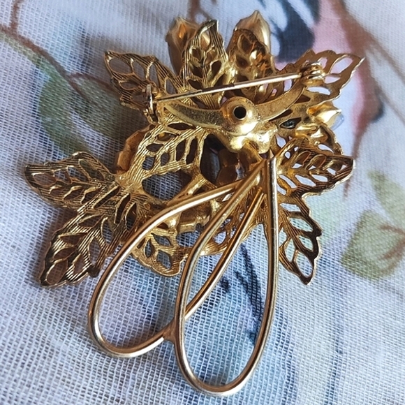 Purple Opaline Prong Set Rhinestone Gold Tone Rhodium Plate Vintage Brooch EUC - Picture 3 of 9